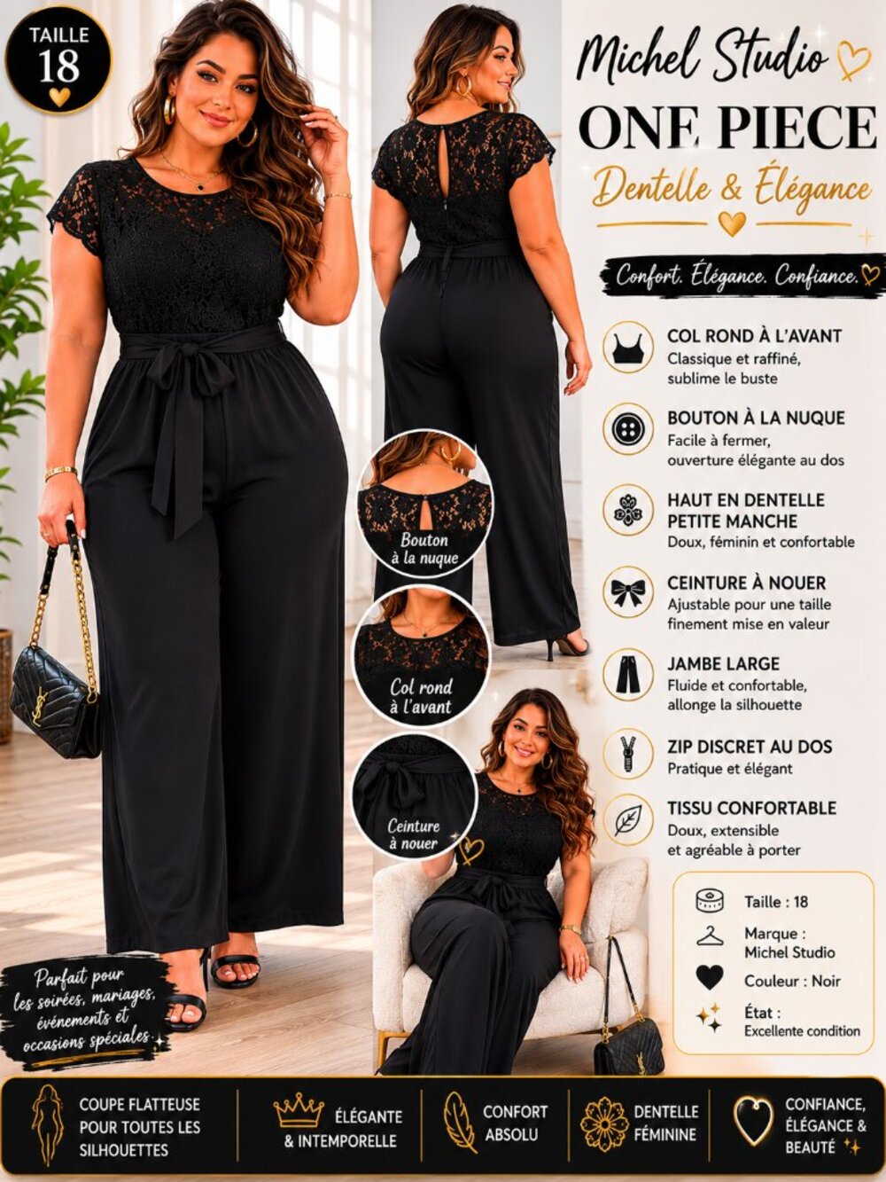 Gorgeous black Michel Studio jumpsuit – Size 18